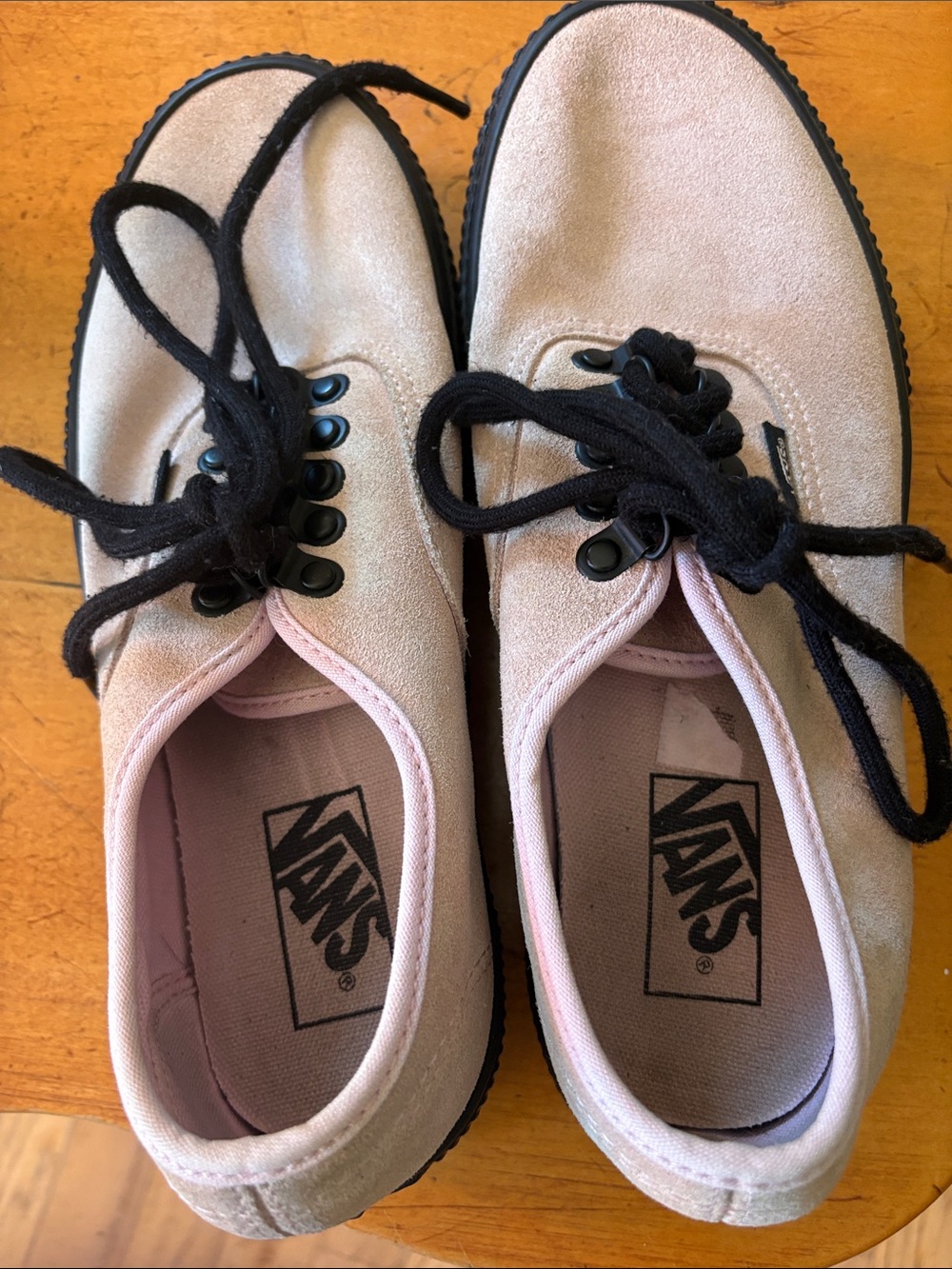 Vans Light Pink Suede Lace-Up Sneakers with Black Laces